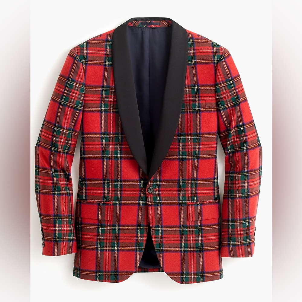 J Crew Ludlow Slim-fit dinner jacket in red Stewart tartan stretch wool